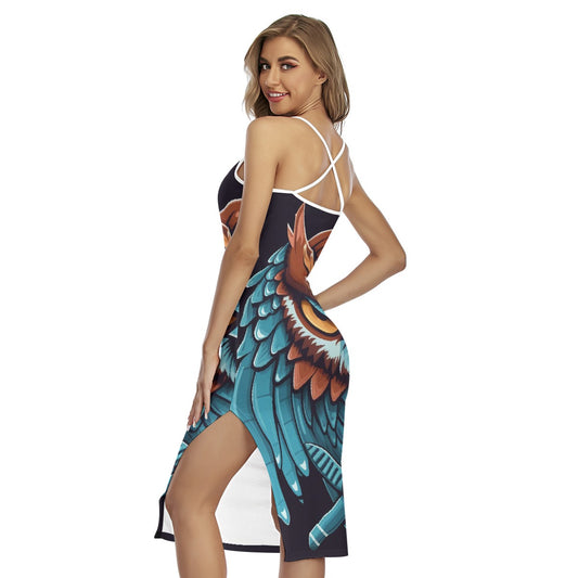 All-Over Print Women's Back Cross Cami Dress