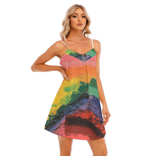 All-Over Print Women's V-neck Cami Dress