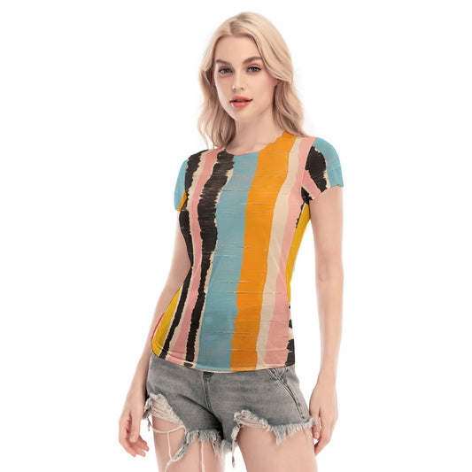 All-Over Print Women's Short Sleeve Mesh Blouse