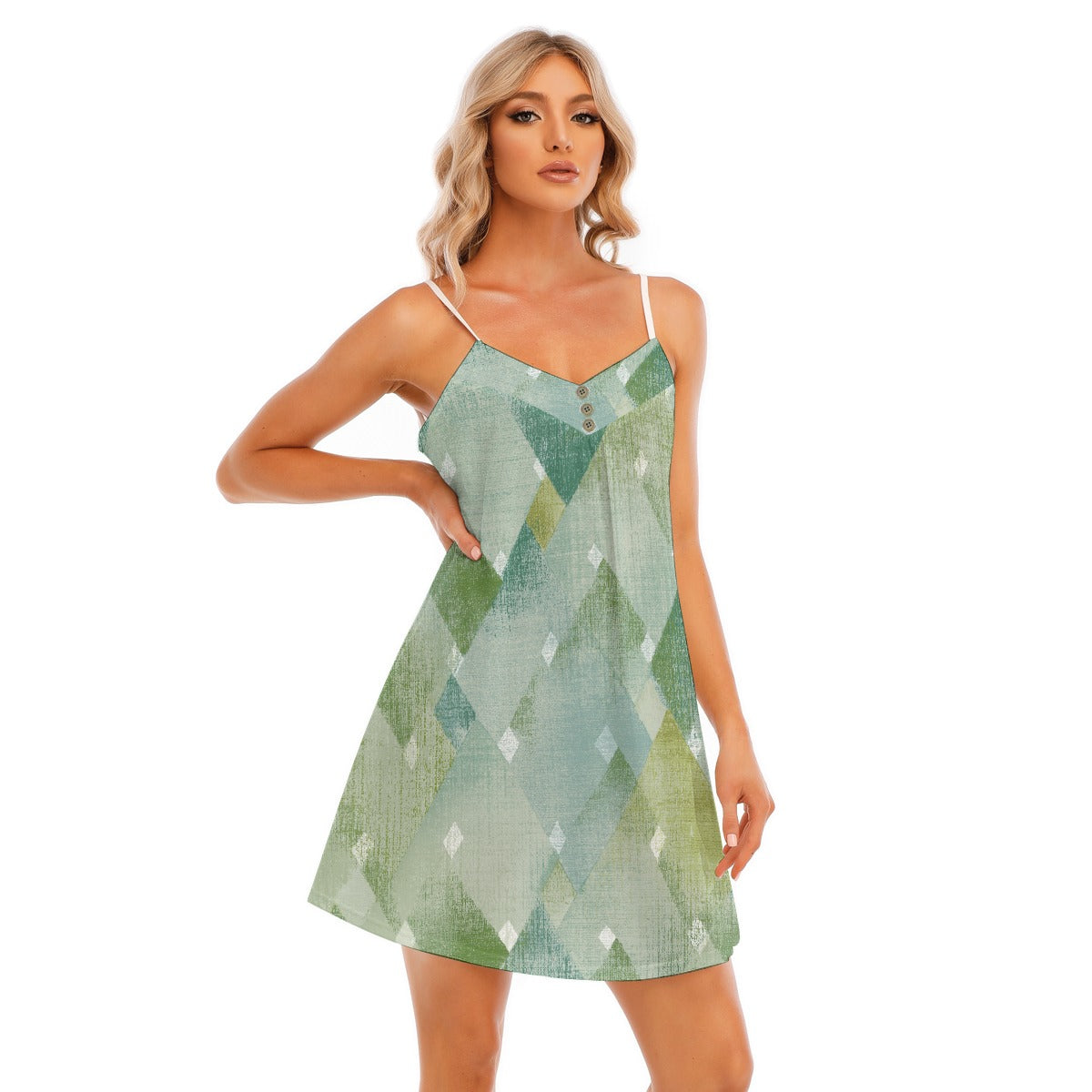 All-Over Print Women's V-neck Cami Dress