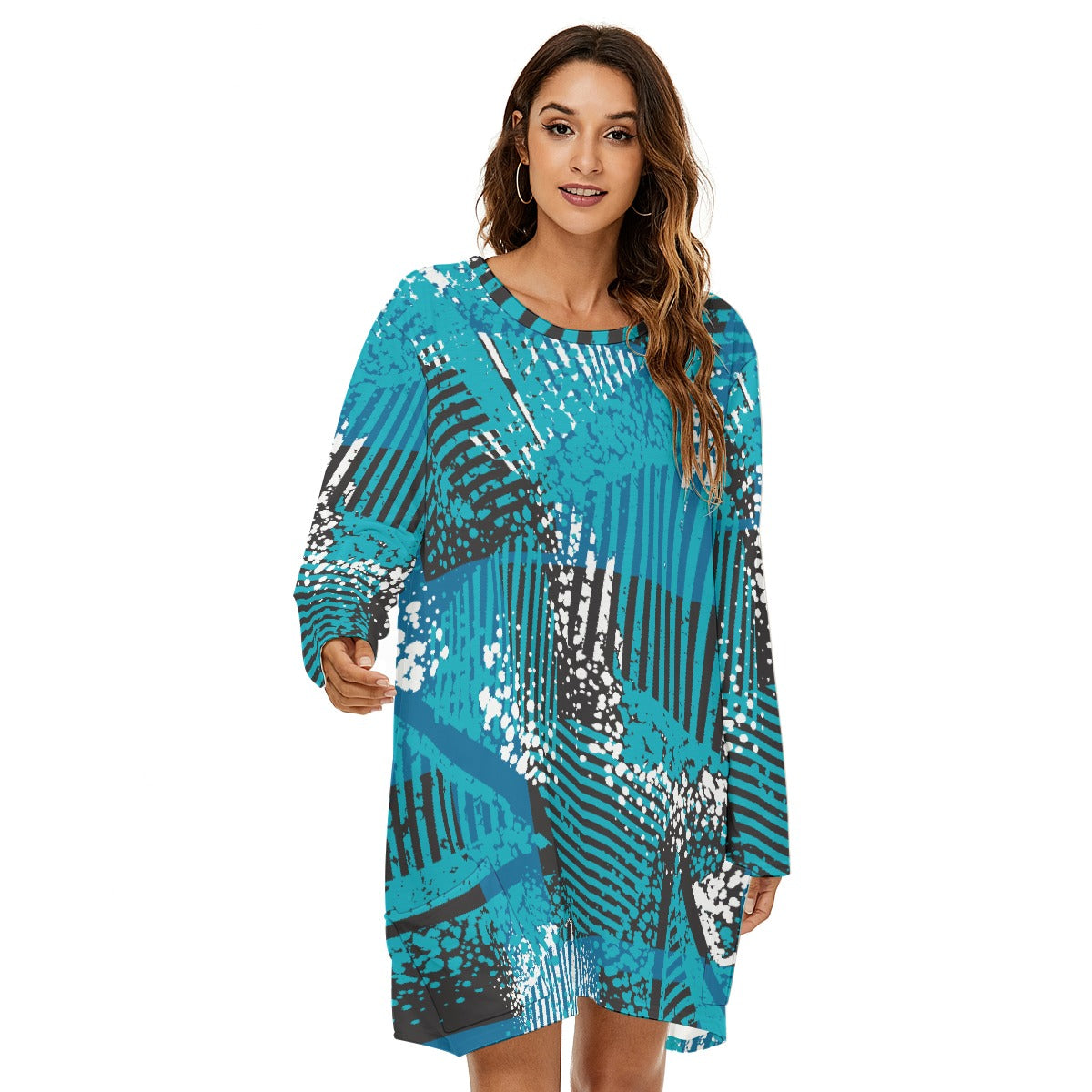 All-Over Print  Women's Loose Crew Neck Dress