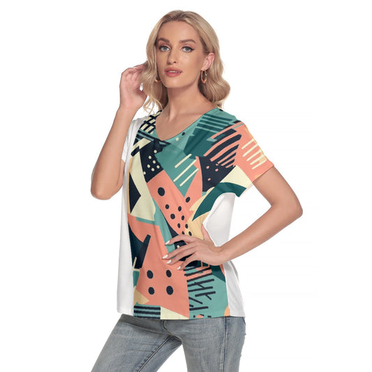 All-Over Print Women's Loose V-neck Short Sleeve T-shirt