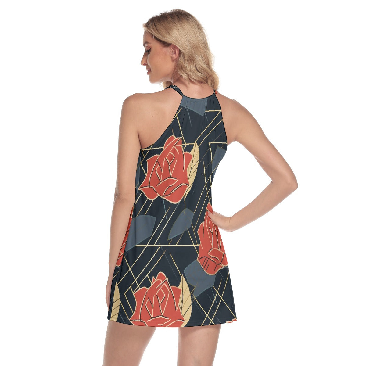 All-Over Print Women's Round Neck Above Knee Dress