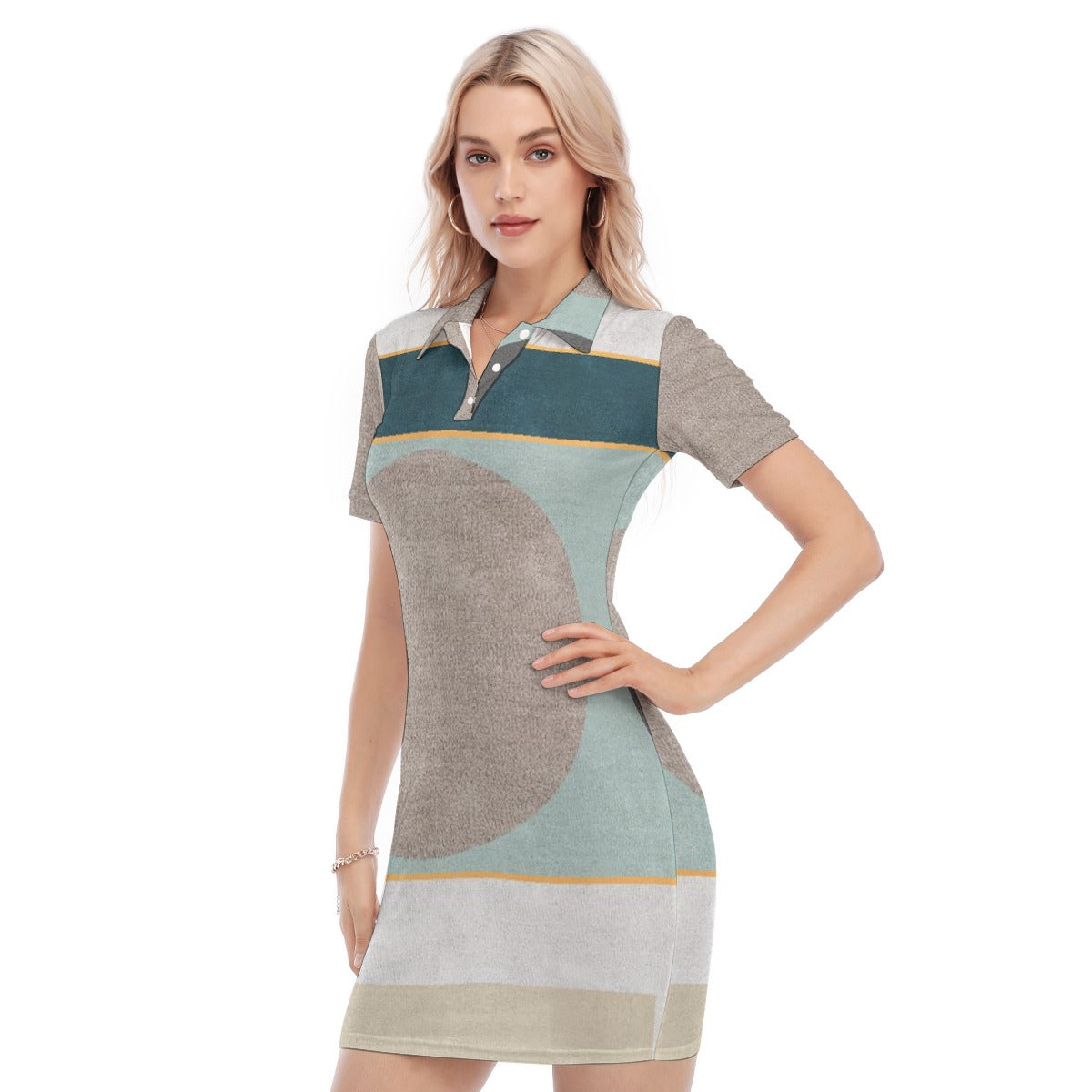 All-Over Print Women's Polo Collar Dress