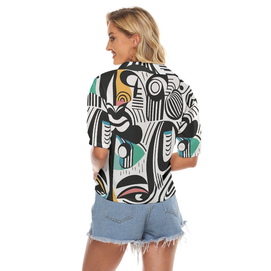 All-Over Print Women's V-neck Shirts