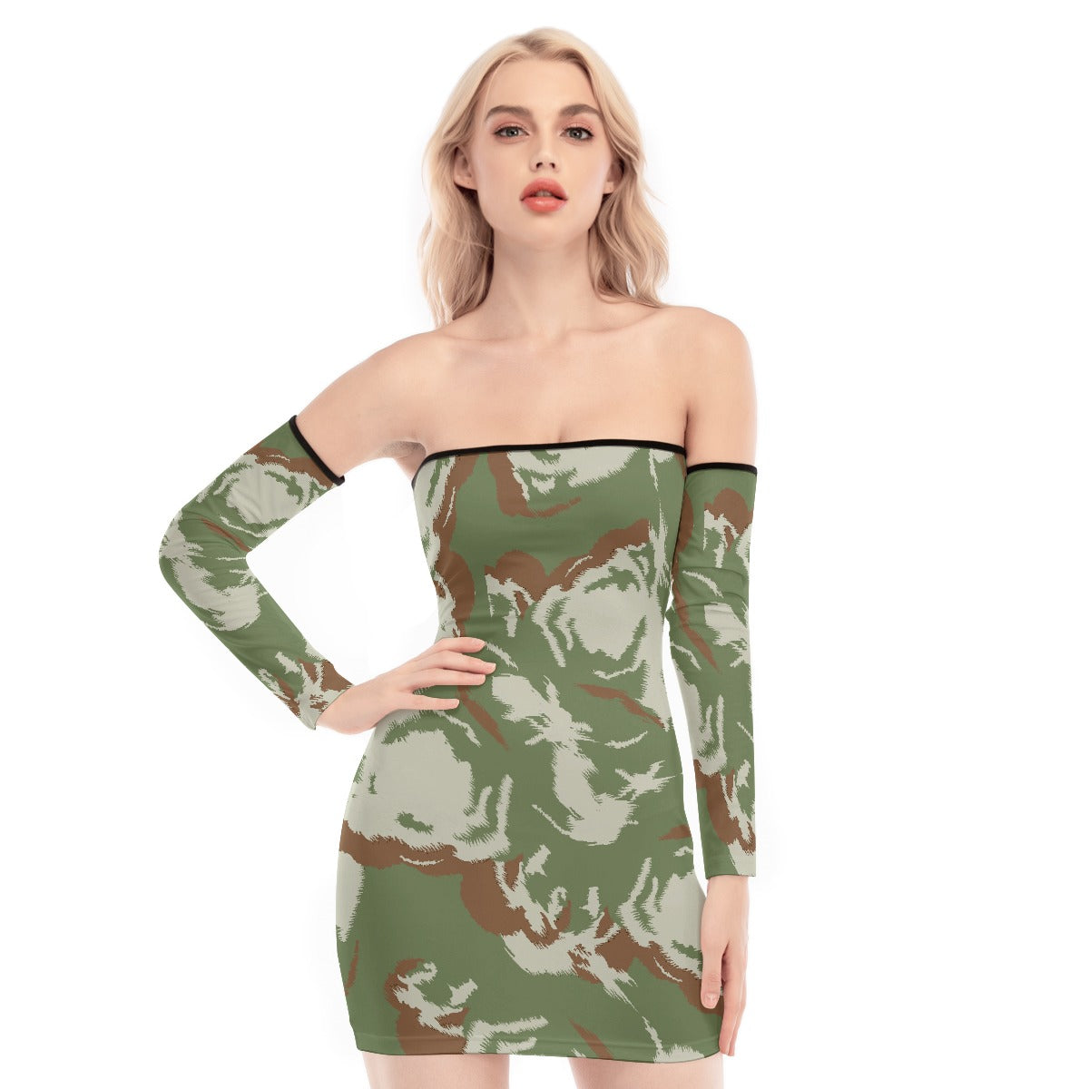 All-Over Print Women's Off-shoulder Back Lace-up Dress