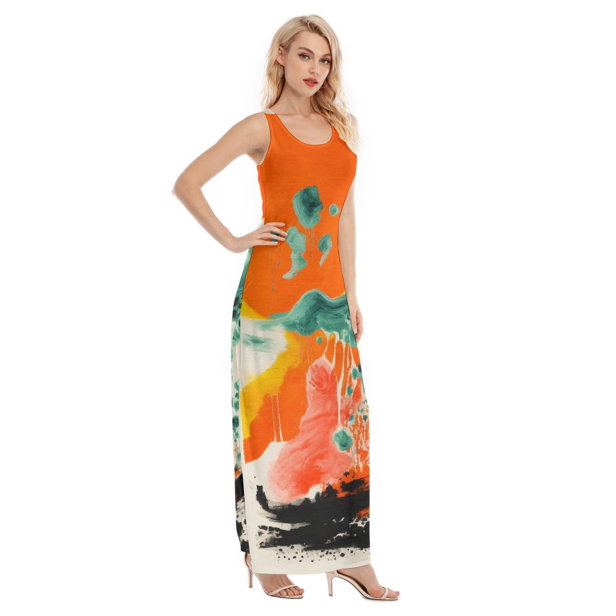 All-Over Print Women's Vest Dress | Length To Ankle