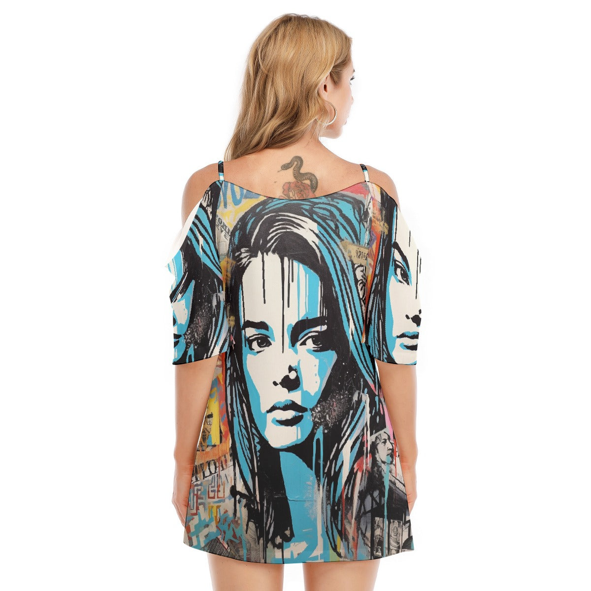 All-Over Print Women's Off-shoulder Cami Dress