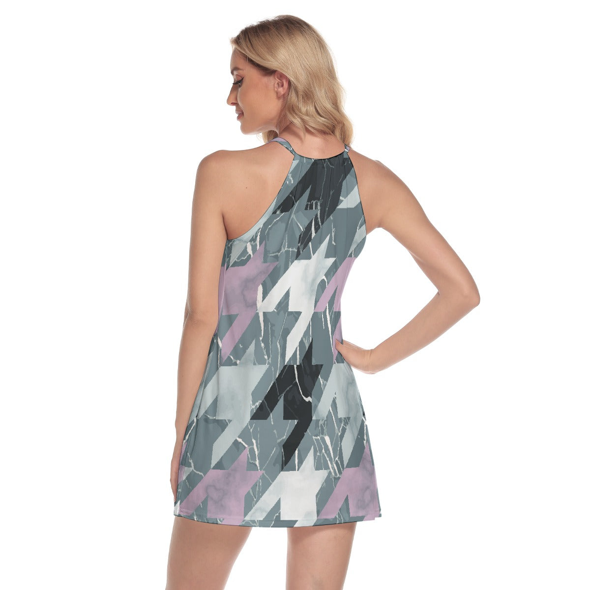 All-Over Print Women's Round Neck Above Knee Dress