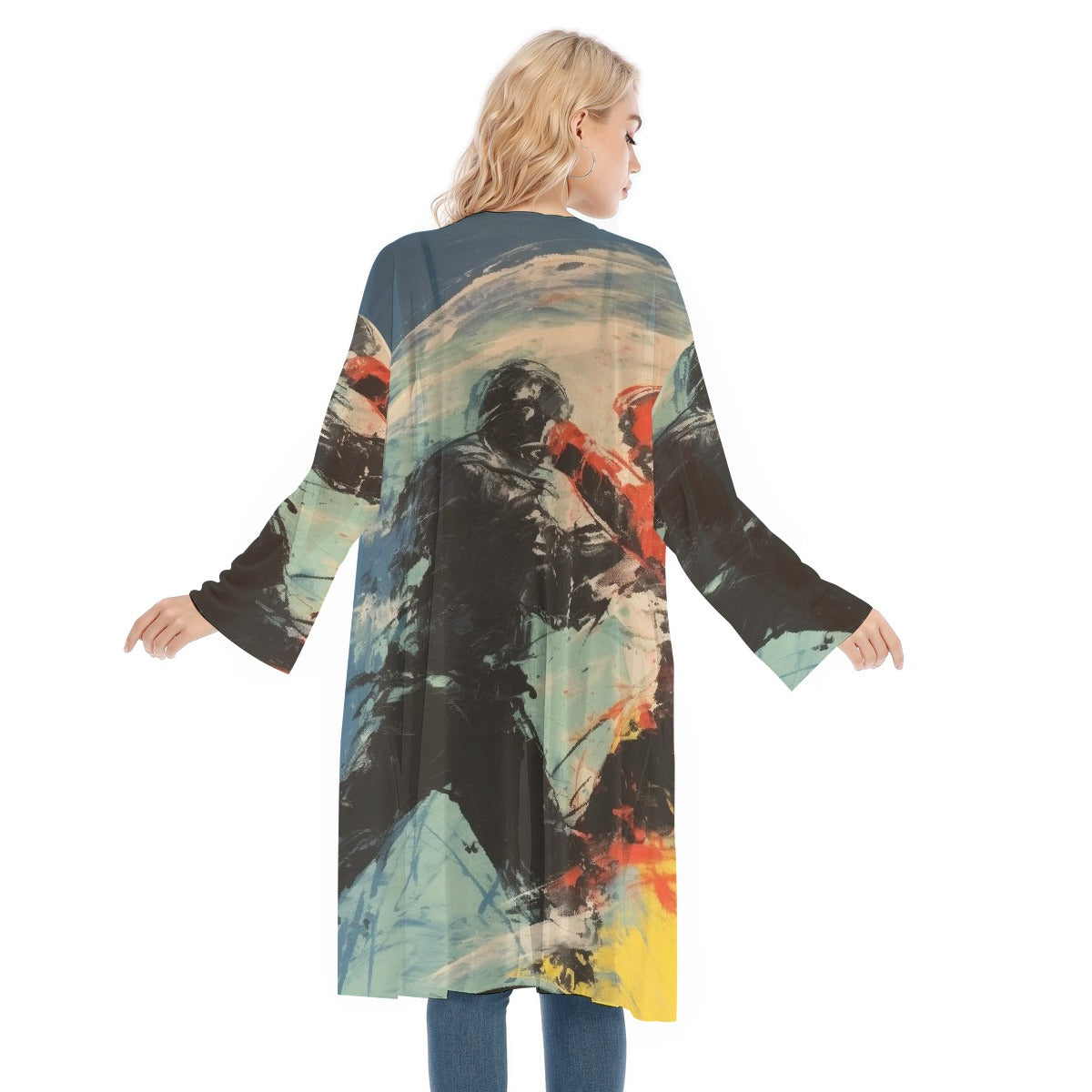 All- Over Print Women's Long Sleeve Mesh Cardigan