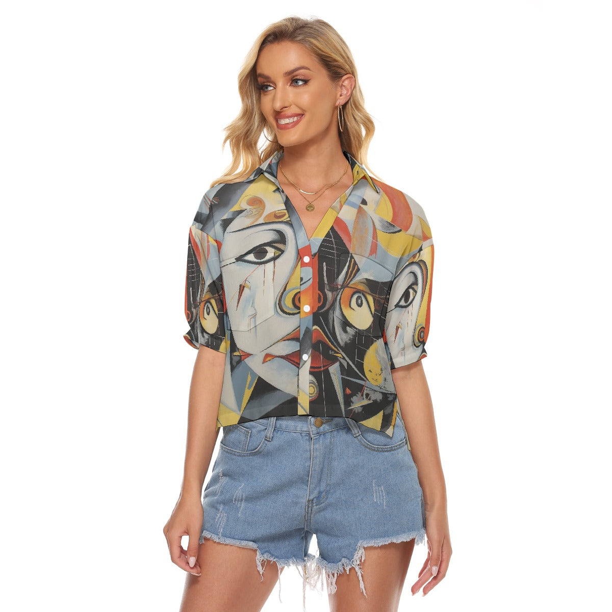 All-Over Print Women's V-neck Shirts