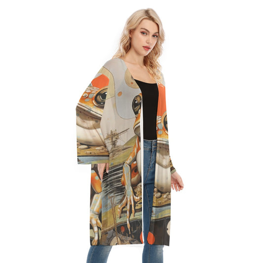 All- Over Print Women's Long Sleeve Mesh Cardigan