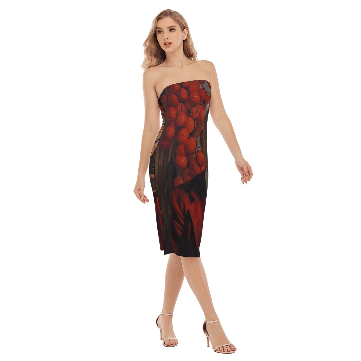 All-Over Print Women's Side Split Tube Top Dress