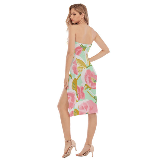 All-Over Print Women's Side Split Tube Top Dress