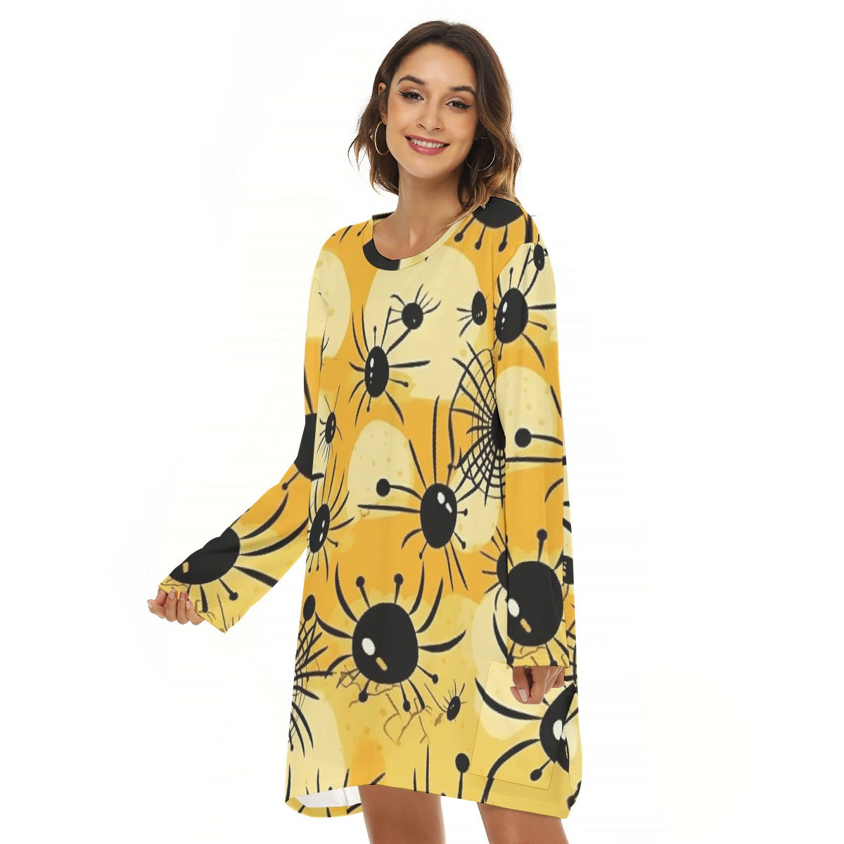 All-Over Print  Women's Loose Crew Neck Dress