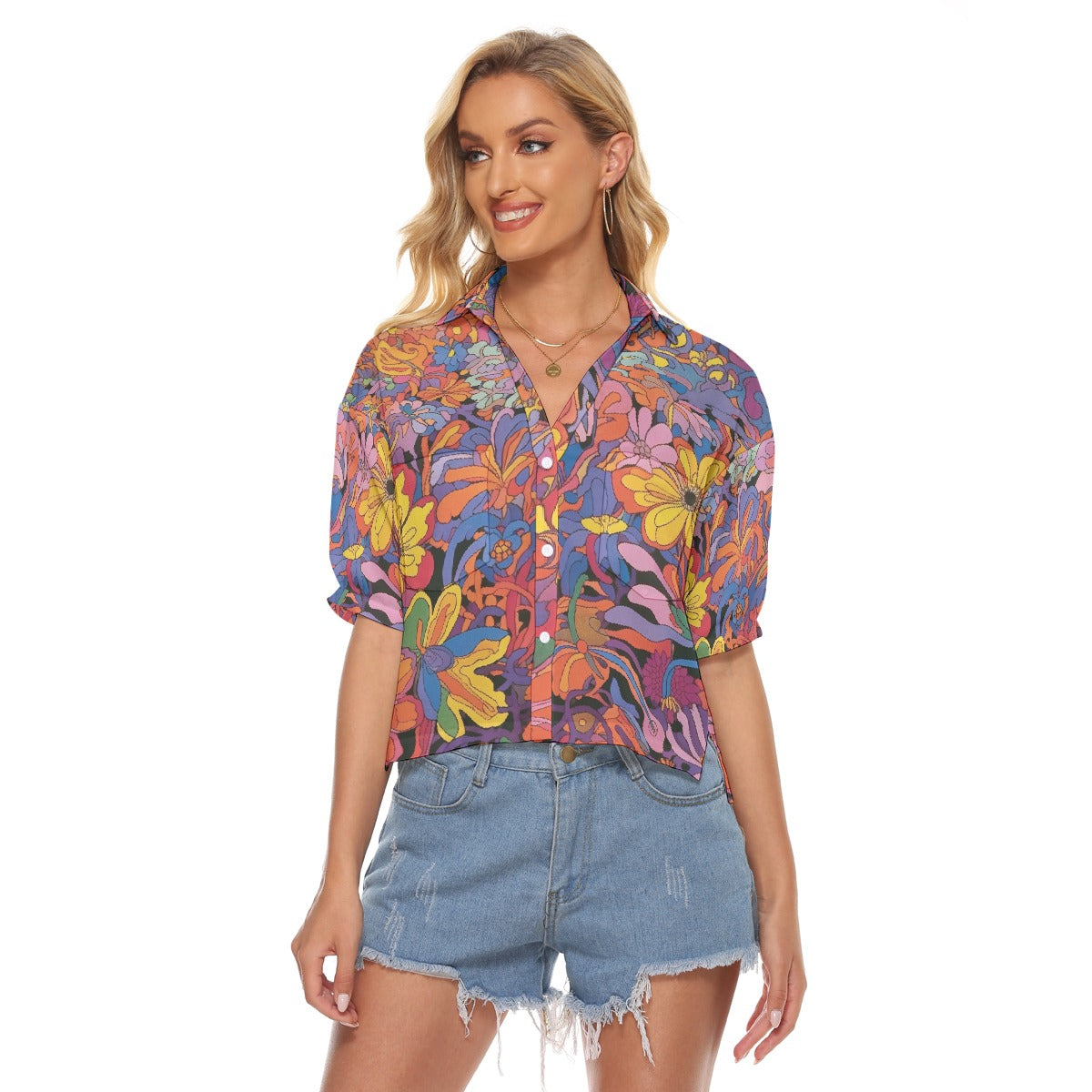 All-Over Print Women's V-neck Shirts