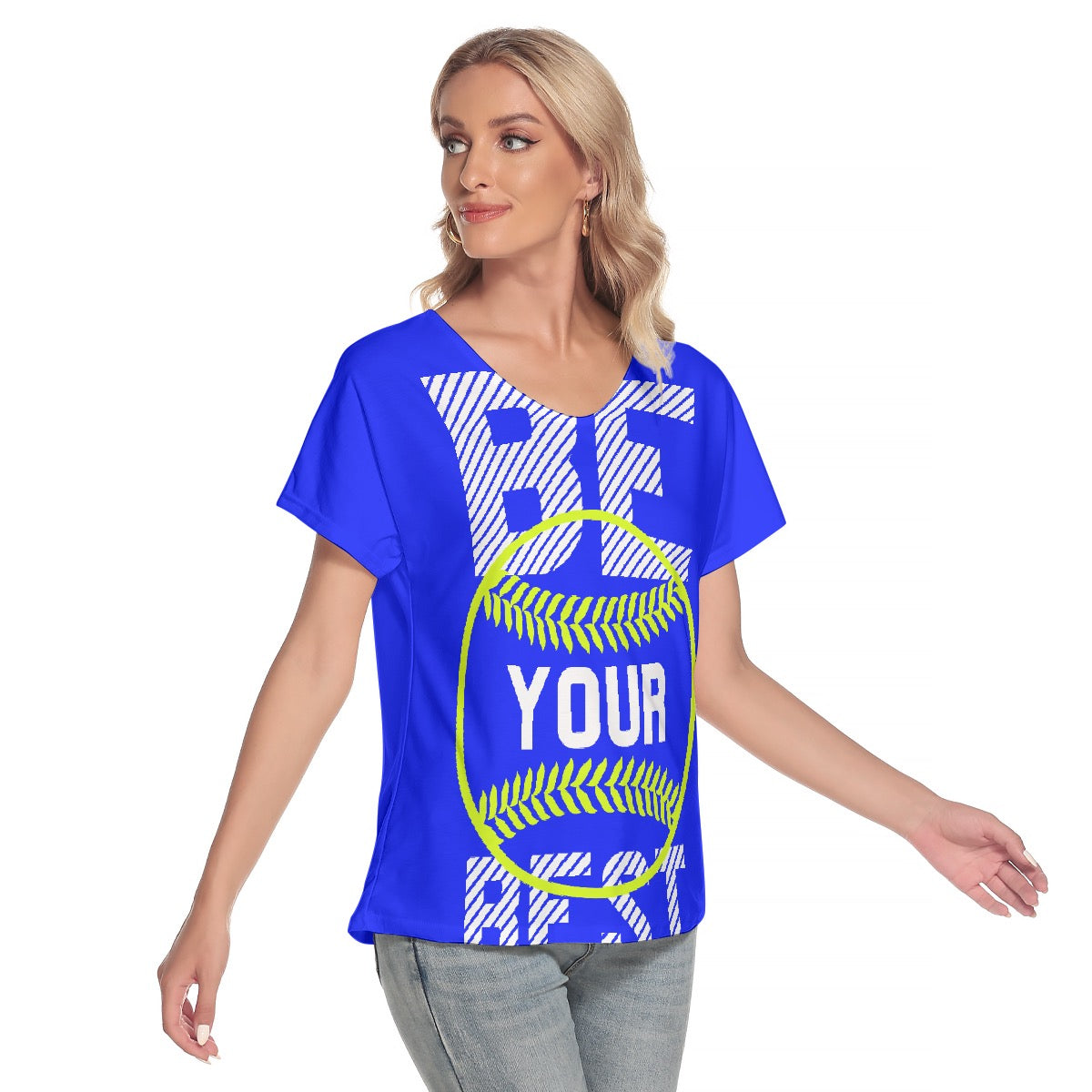 All-Over Print Women's Loose V-neck Short Sleeve T-shirt