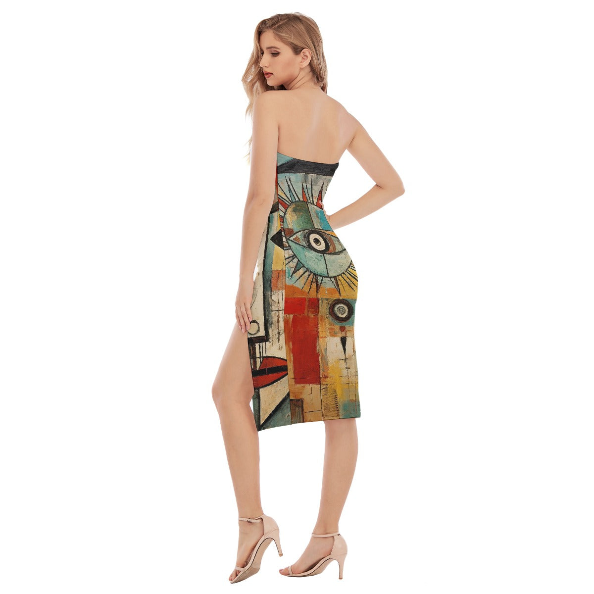 All-Over Print Women's Side Split Tube Top Dress