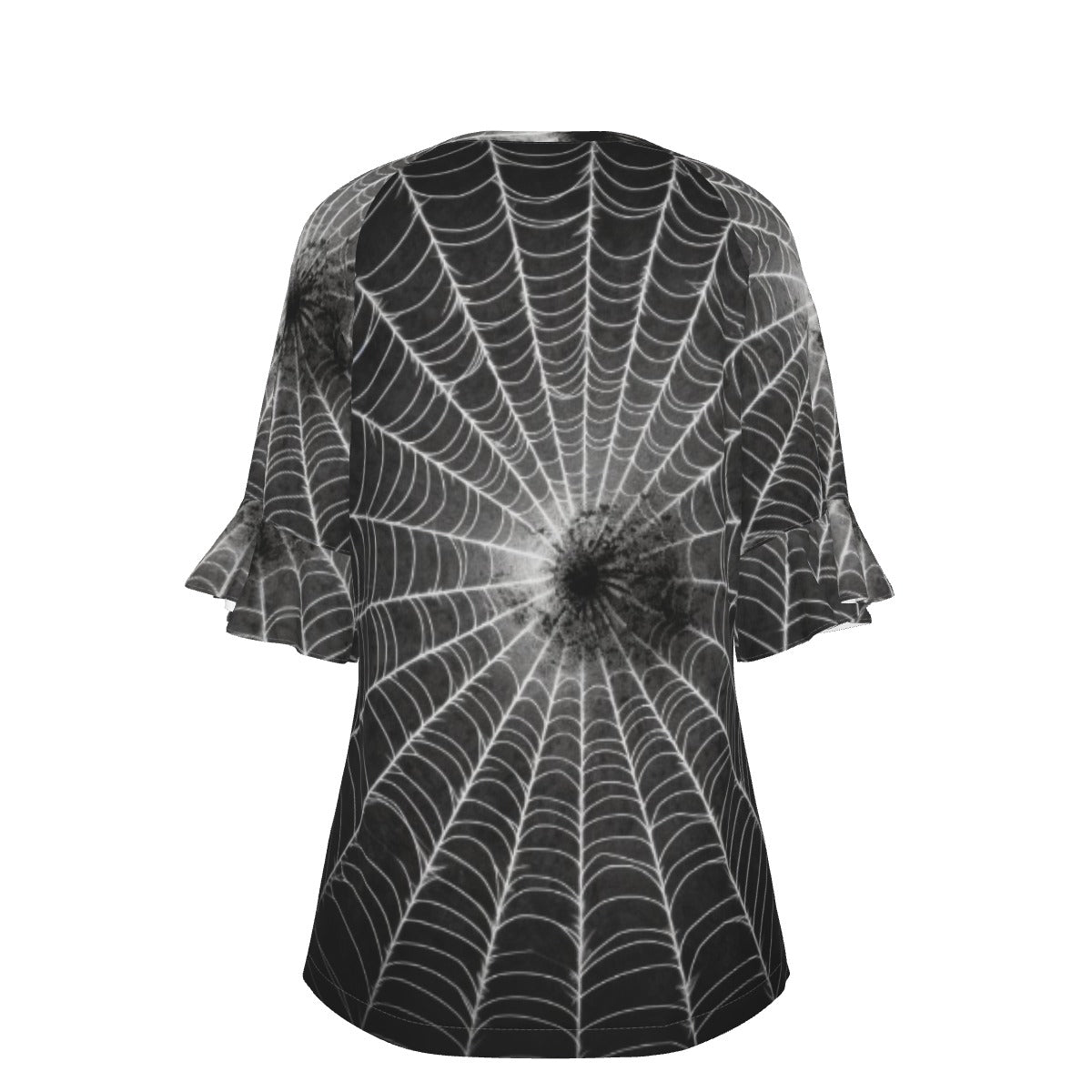 All-Over Print V-neck Women's T-shirt With Bell Sleeve