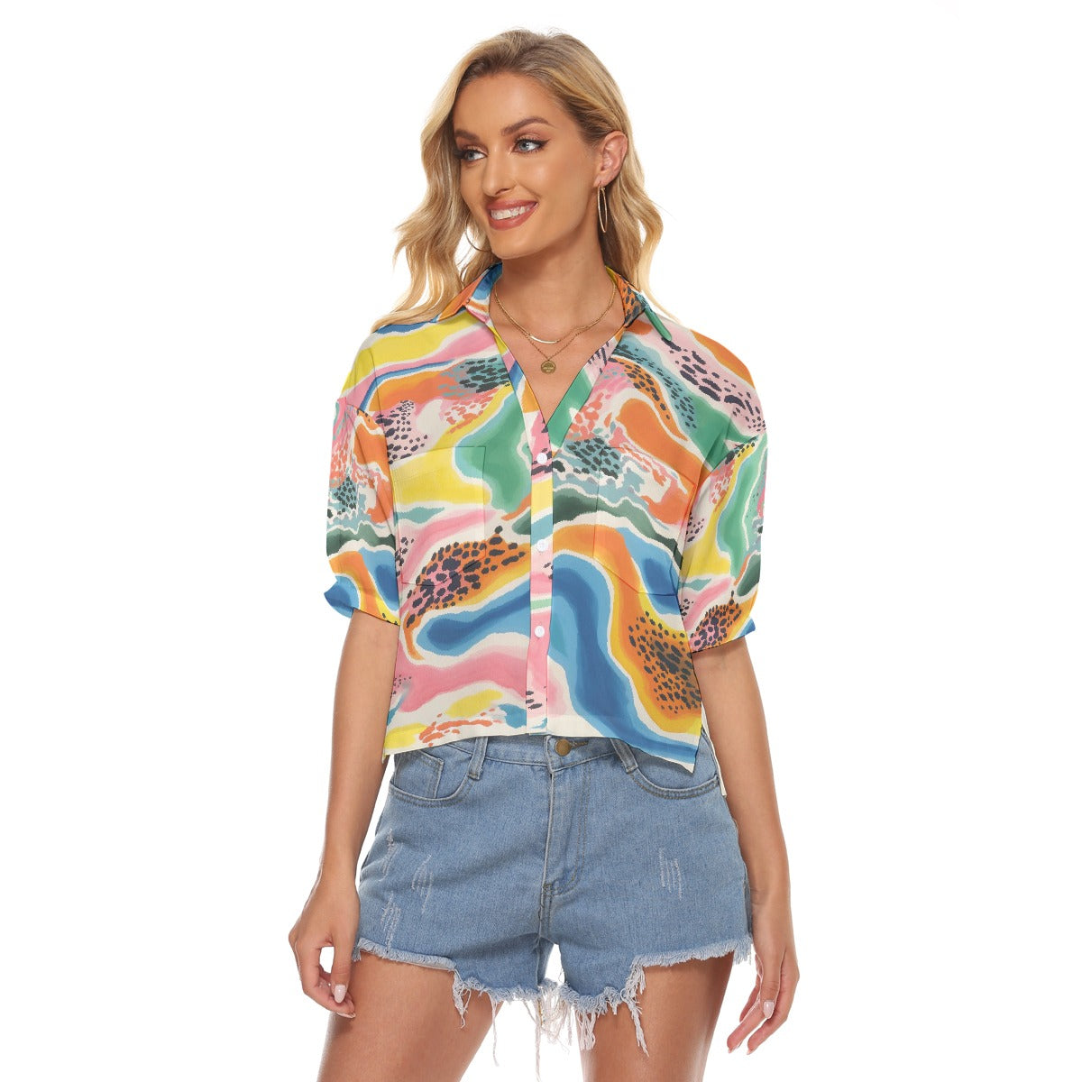 All-Over Print Women's V-neck Shirts