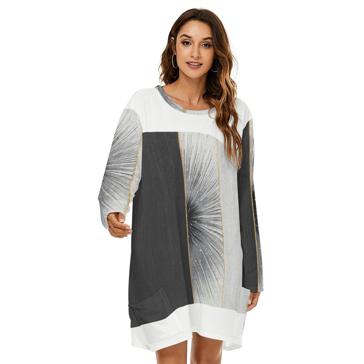 All-Over Print  Women's Loose Crew Neck Dress