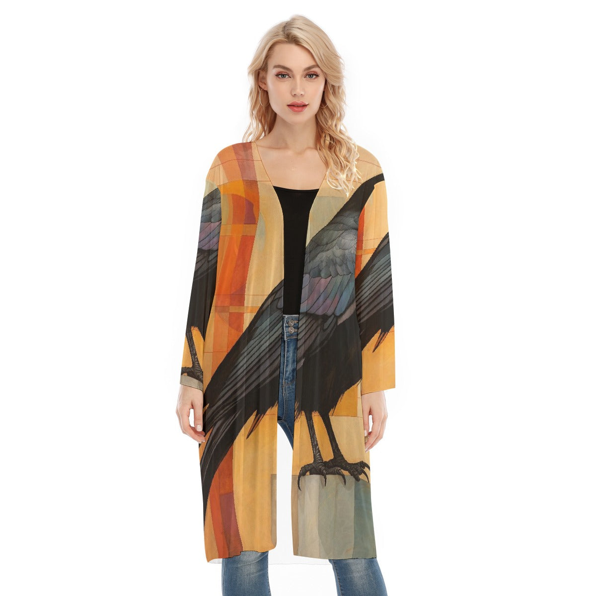 All- Over Print Women's Long Sleeve Mesh Cardigan