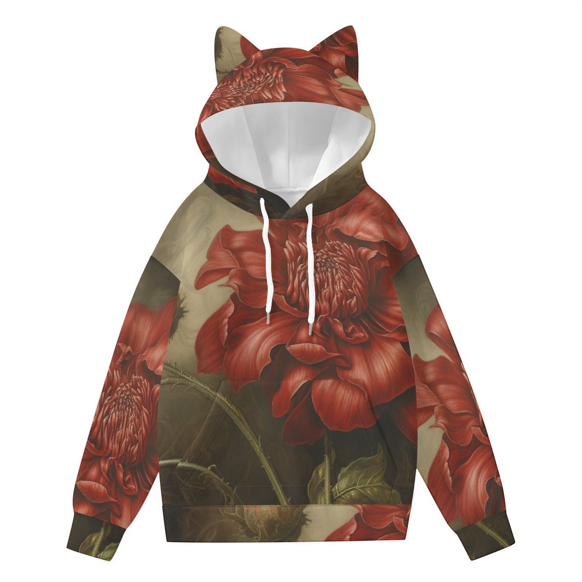 All-Over Print Women’s Hoodie With Decorative Ears