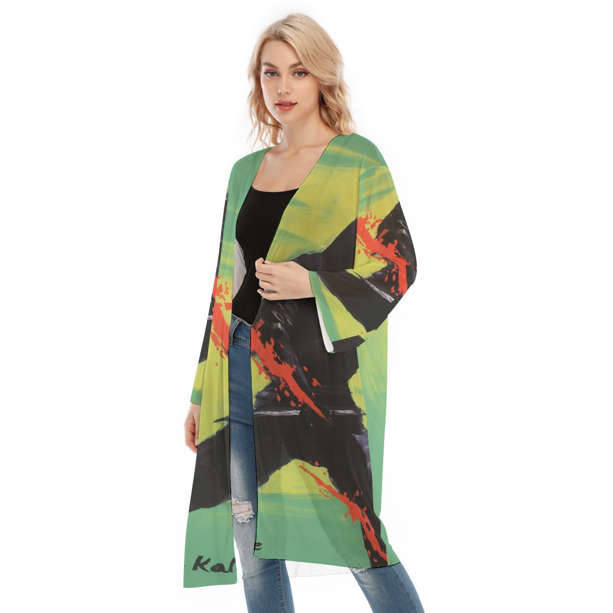 All- Over Print Women's Long Sleeve Mesh Cardigan