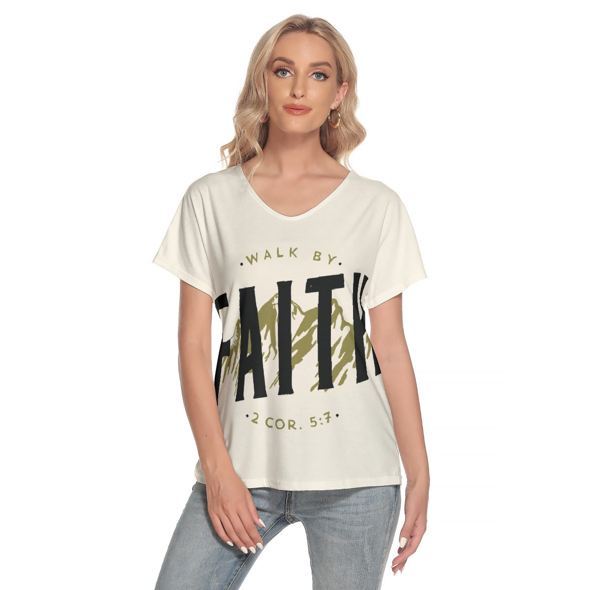 All-Over Print Women's Loose V-neck Short Sleeve T-shirt