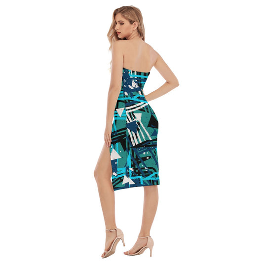 All-Over Print Women's Side Split Tube Top Dress