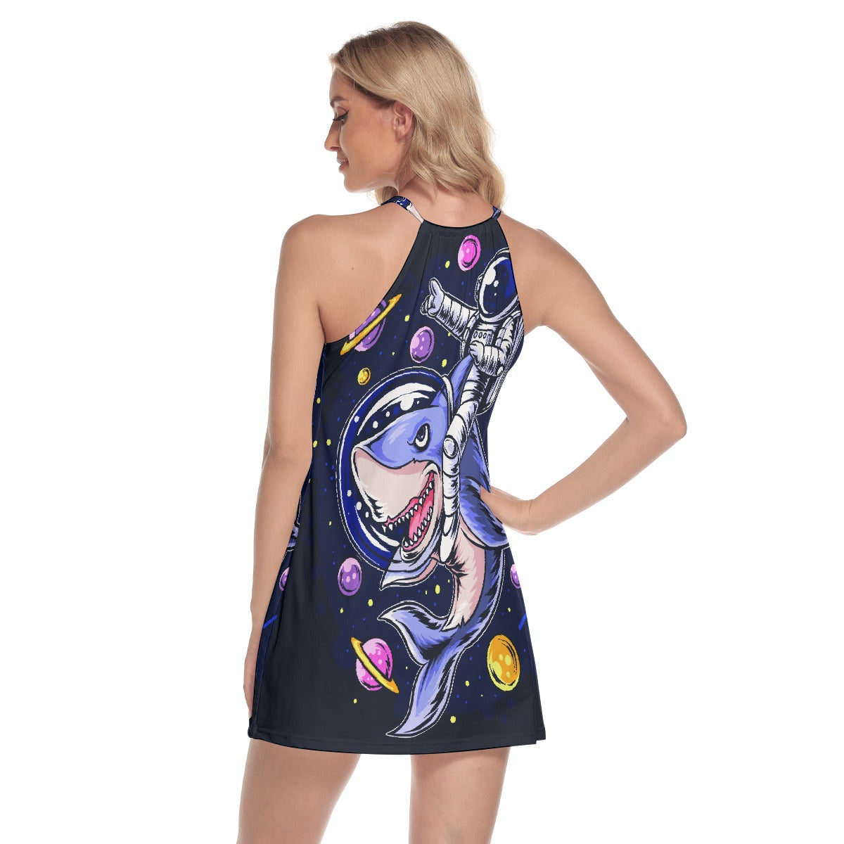 All-Over Print Women's Round Neck Above Knee Dress