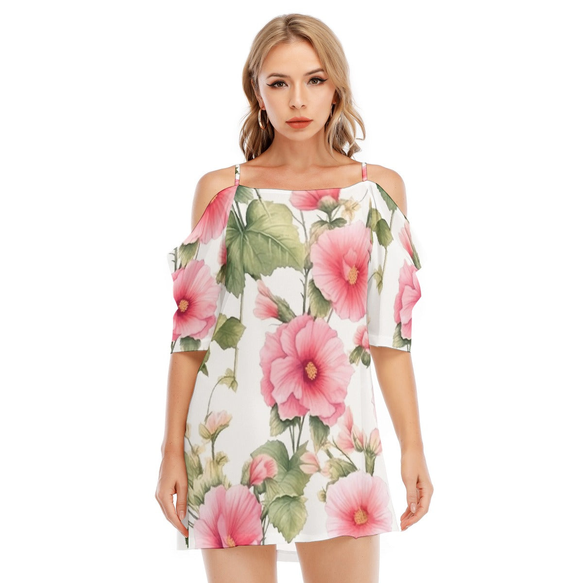 All-Over Print Women's Off-shoulder Cami Dress