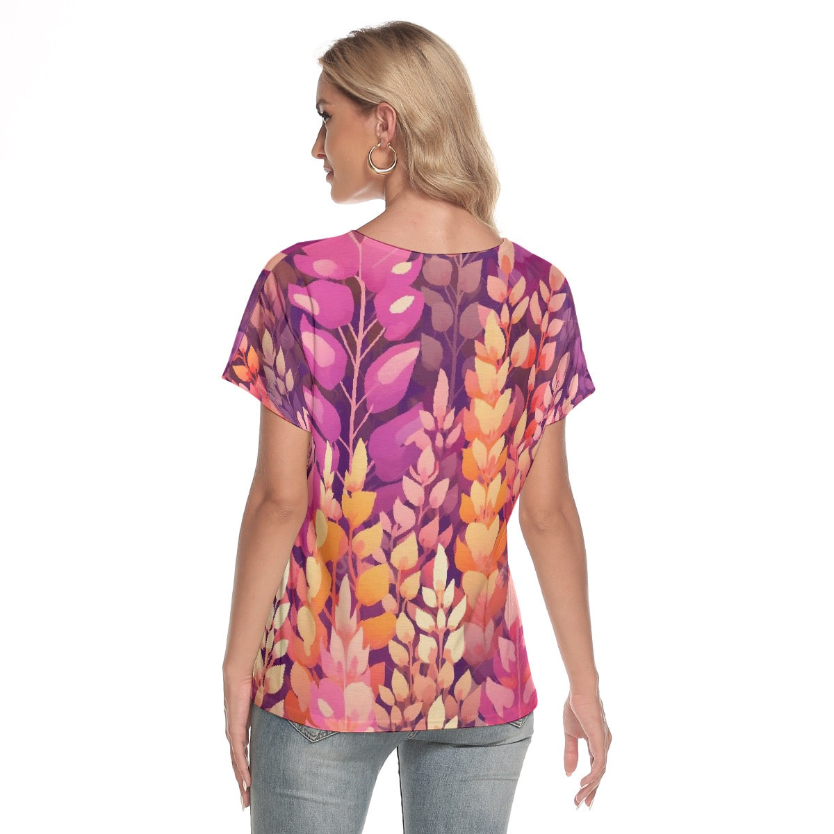 All-Over Print Women's Loose V-neck Short Sleeve T-shirt