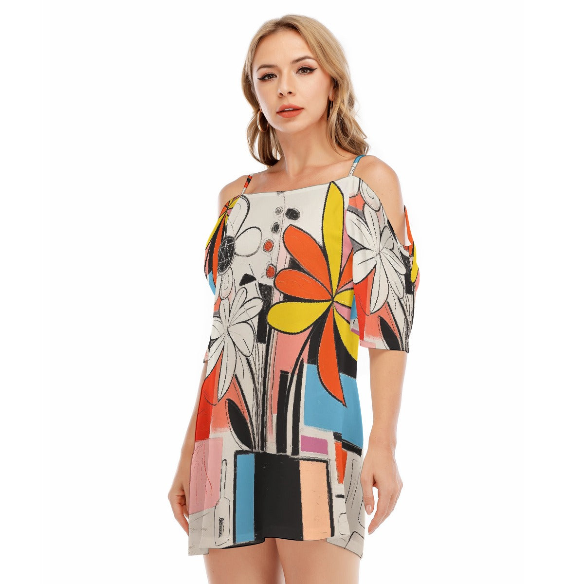 All-Over Print Women's Off-shoulder Cami Dress