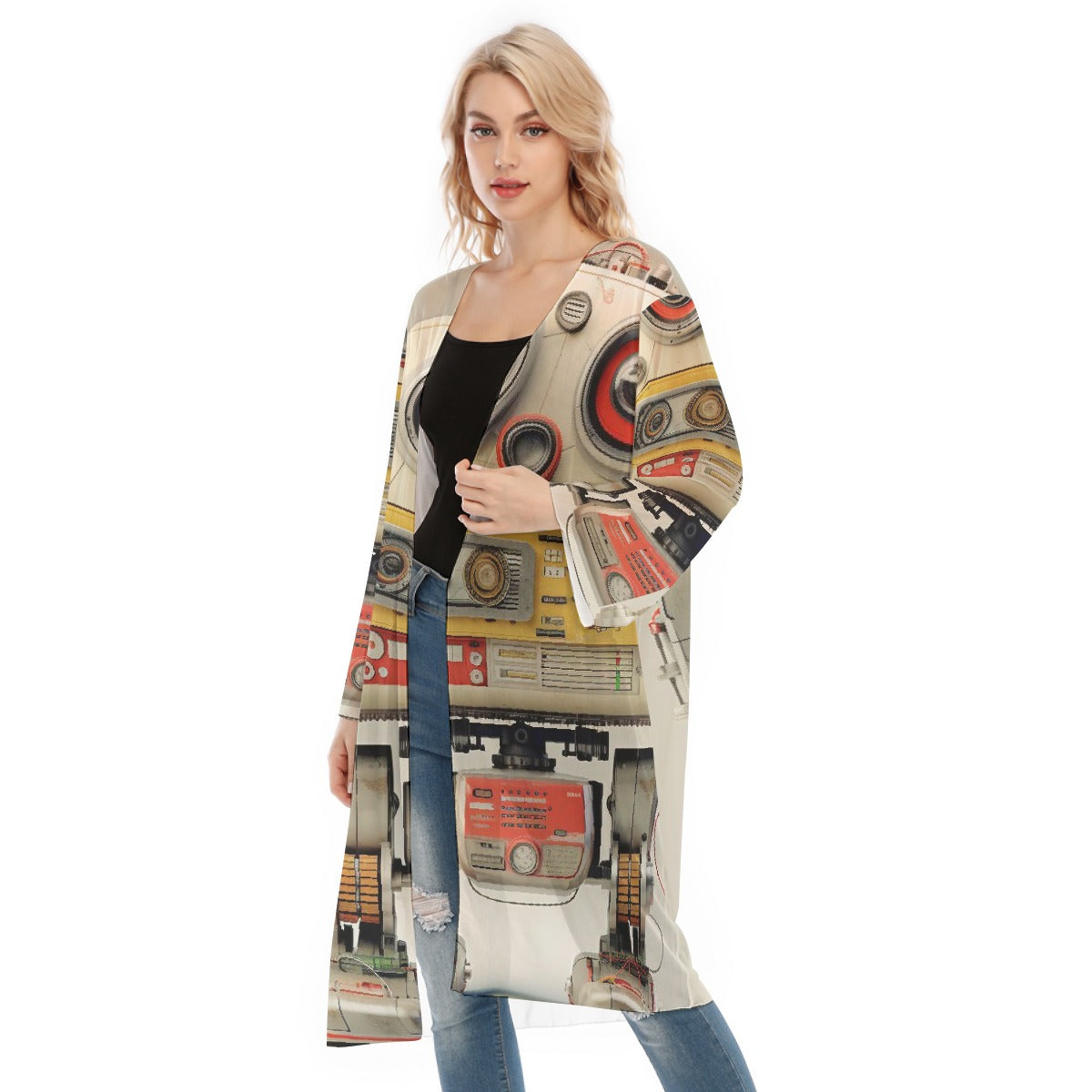 All- Over Print Women's Long Sleeve Mesh Cardigan