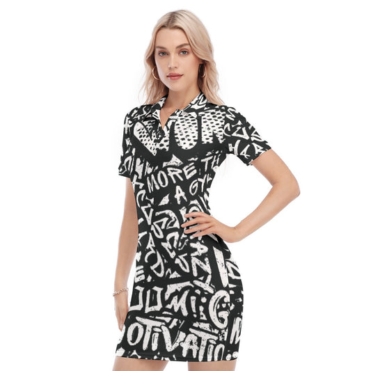 All-Over Print Women's Polo Collar Dress