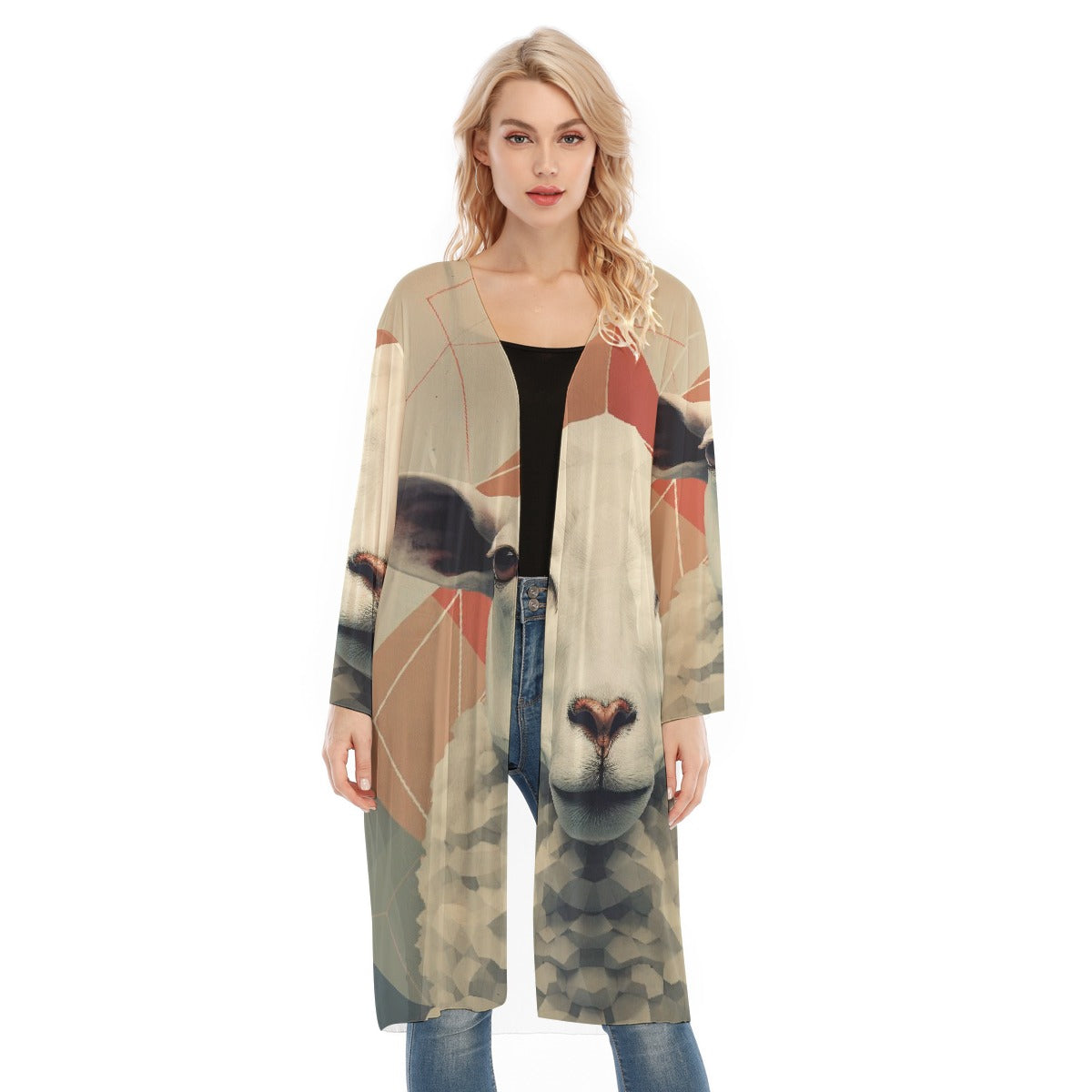 All- Over Print Women's Long Sleeve Mesh Cardigan