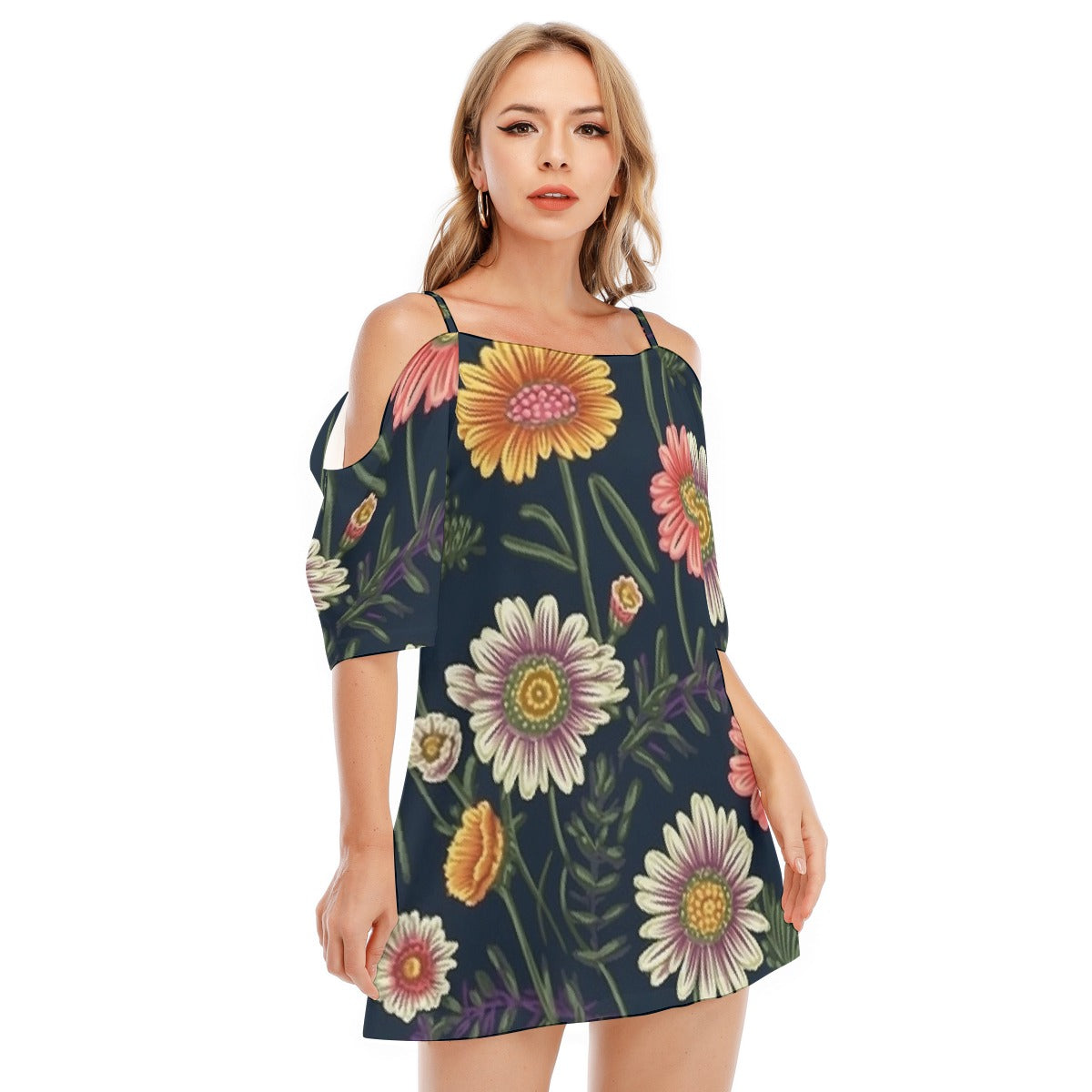 All-Over Print Women's Off-shoulder Cami Dress