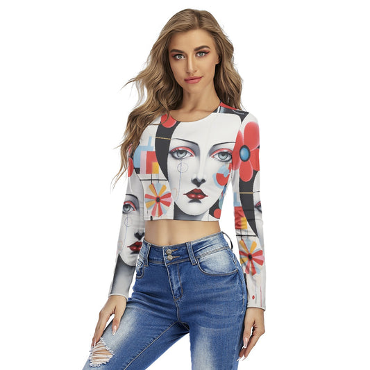 All-Over Print Women's Round Neck Crop Top T-Shirt