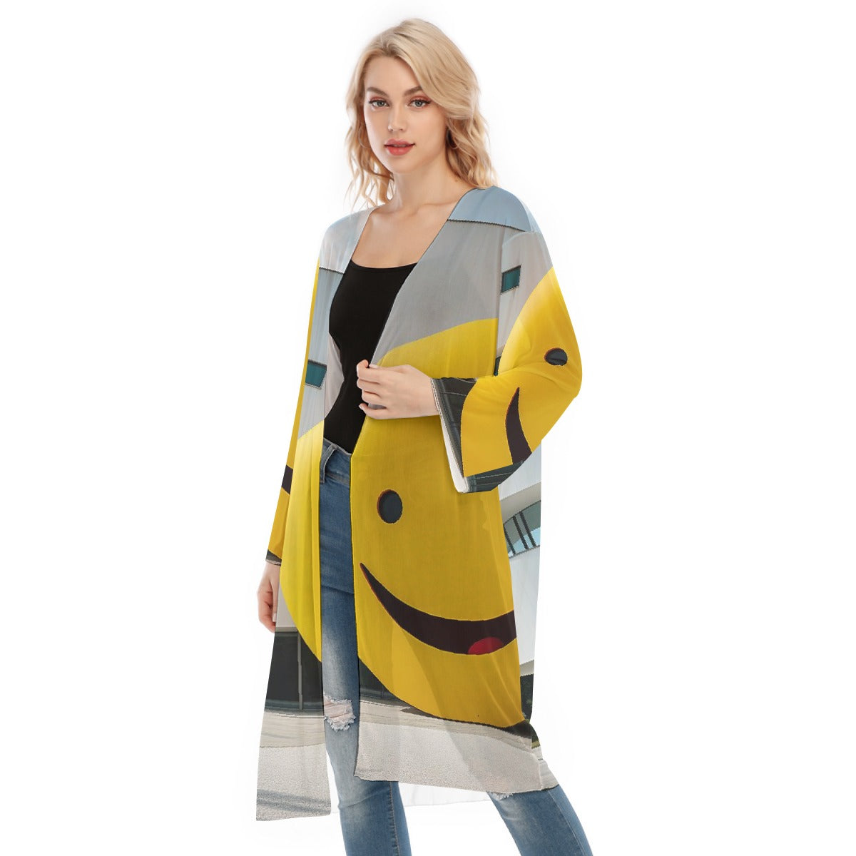 All- Over Print Women's Long Sleeve Mesh Cardigan