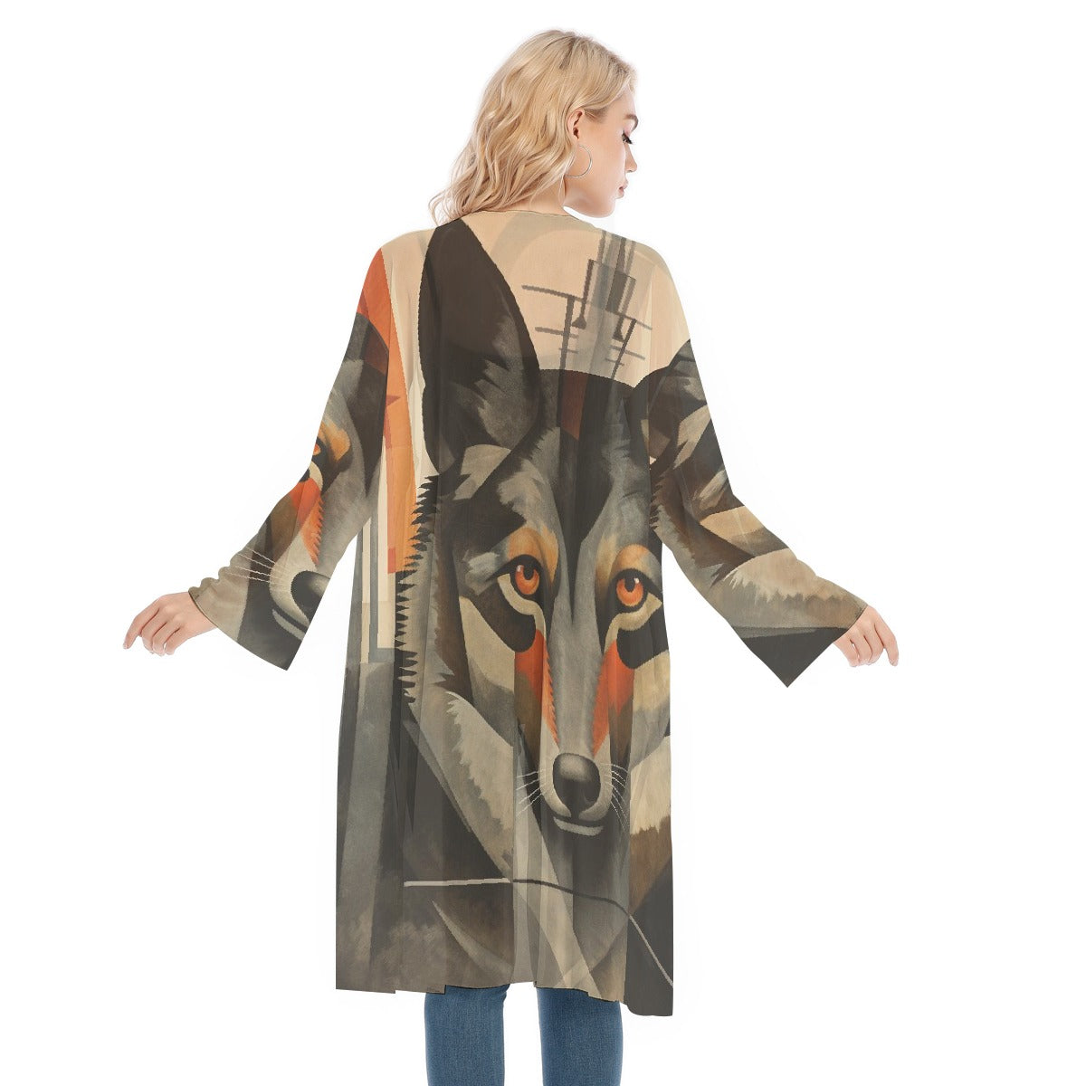 All- Over Print Women's Long Sleeve Mesh Cardigan