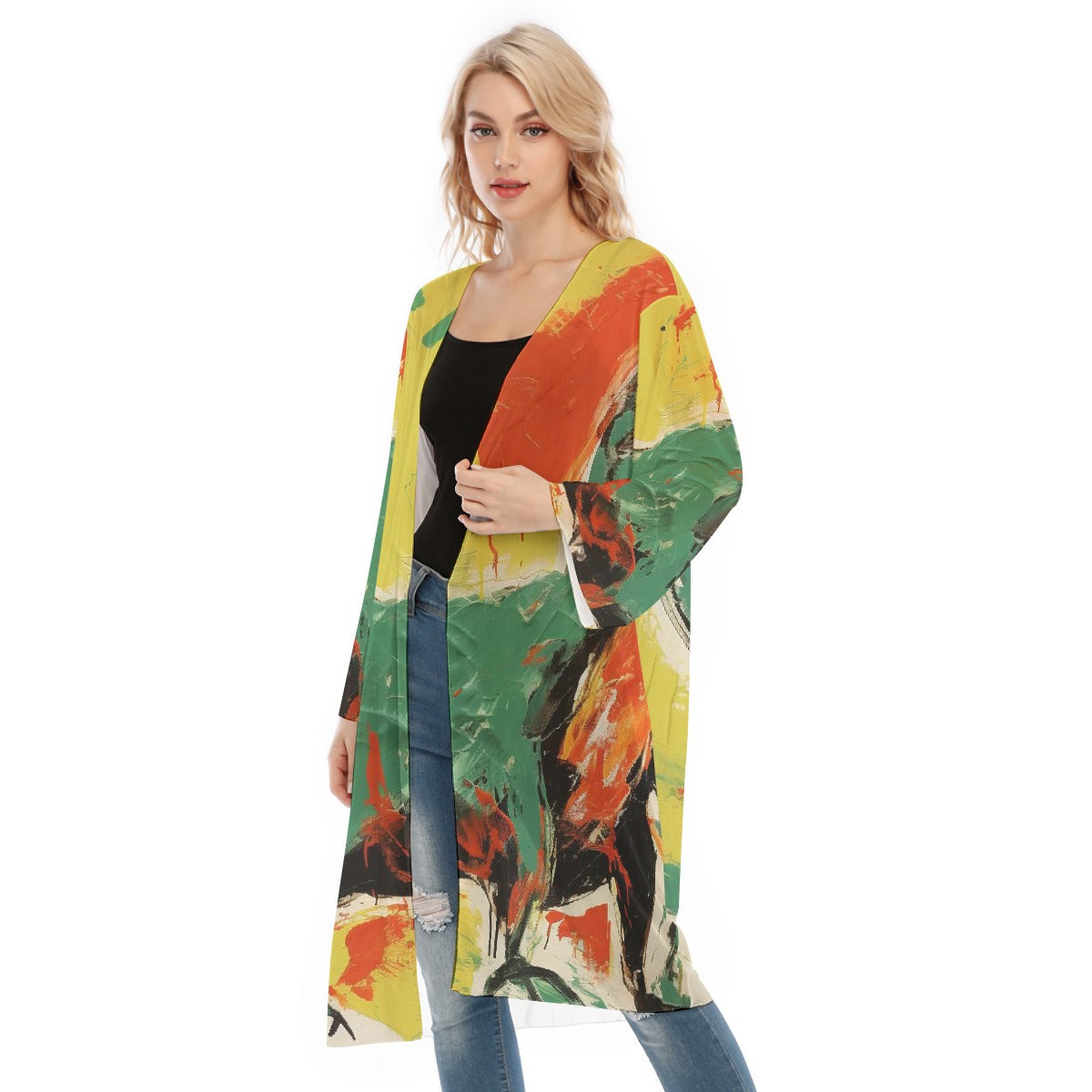 All- Over Print Women's Long Sleeve Mesh Cardigan