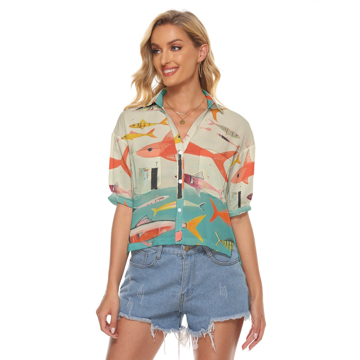 All-Over Print Women's V-neck Shirts