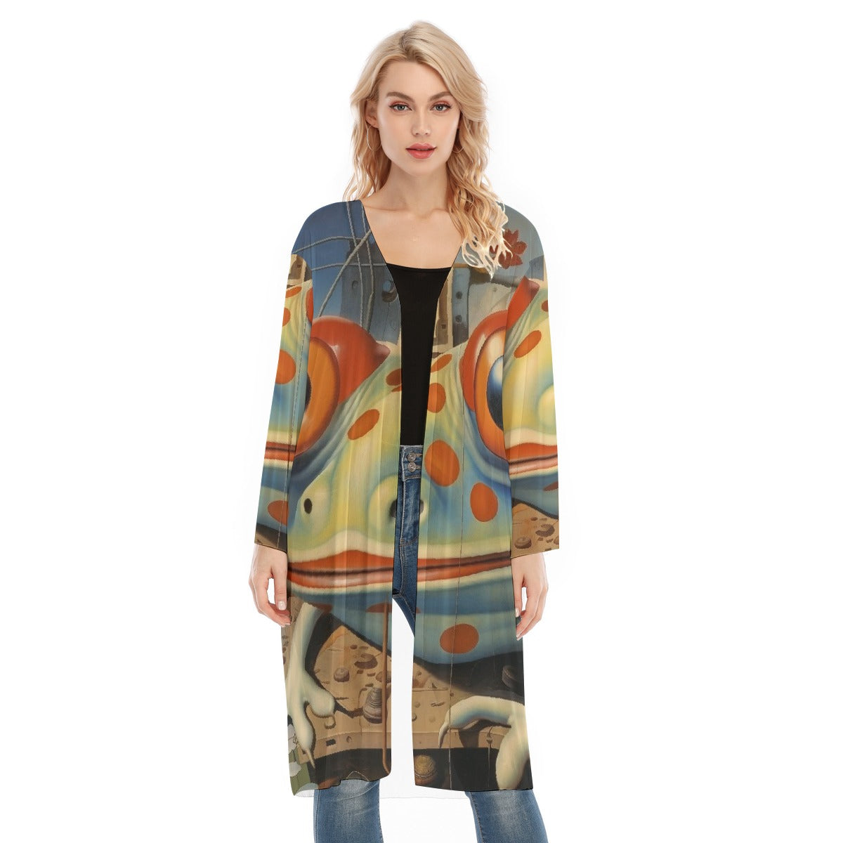 All- Over Print Women's Long Sleeve Mesh Cardigan