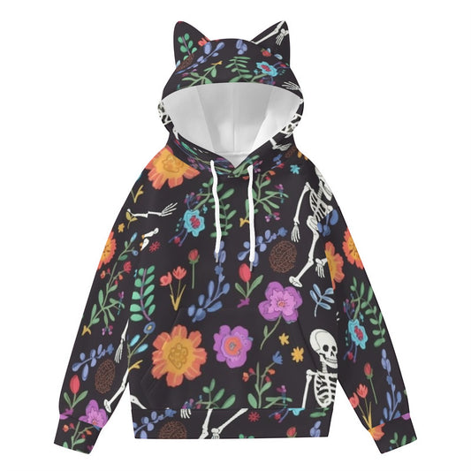 All-Over Print Women’s Hoodie With Decorative Ears