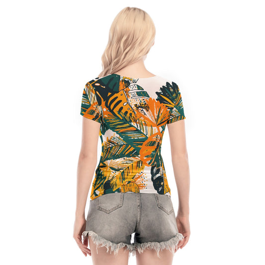 All-Over Print Women's Short Sleeve Mesh Blouse