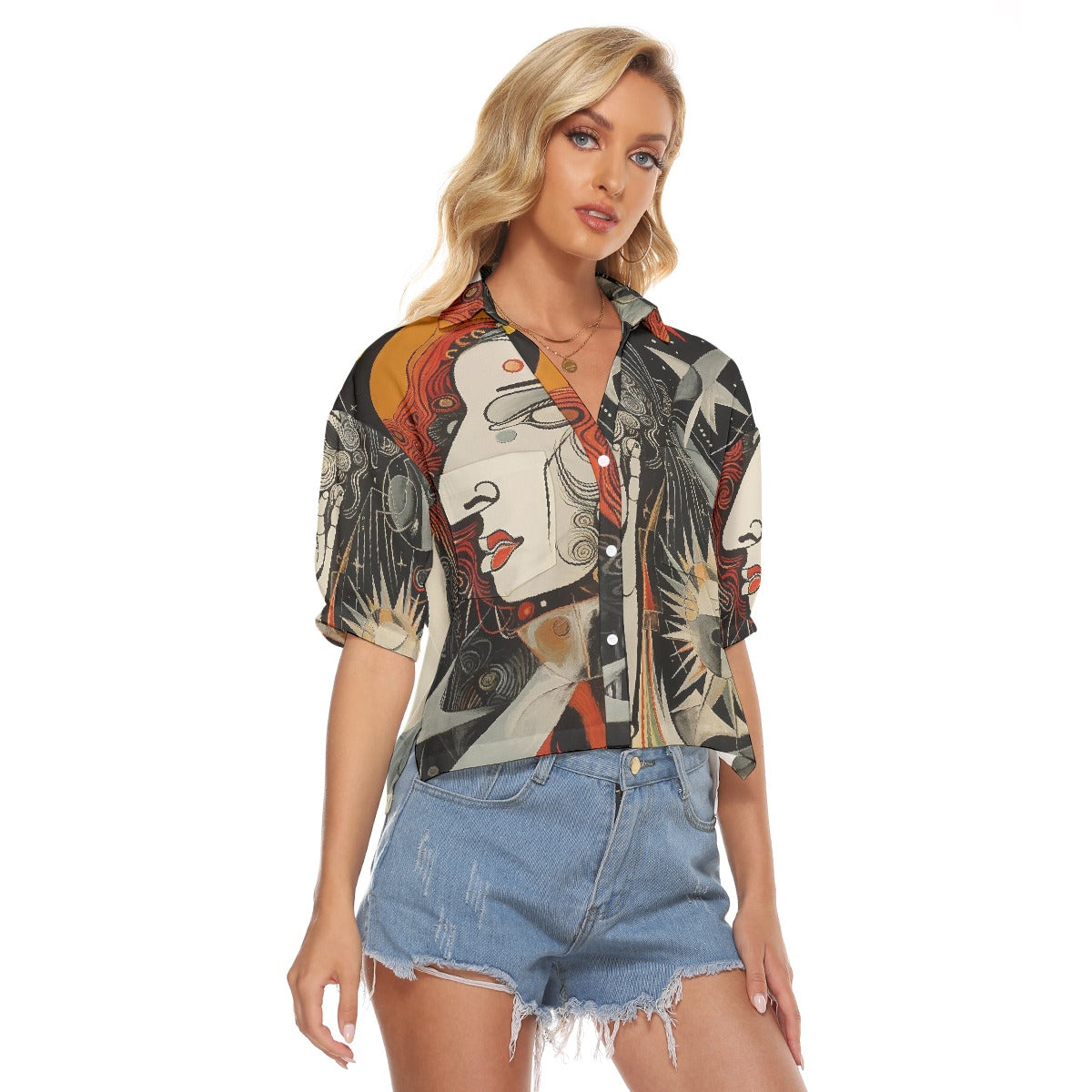 All-Over Print Women's V-neck Shirts