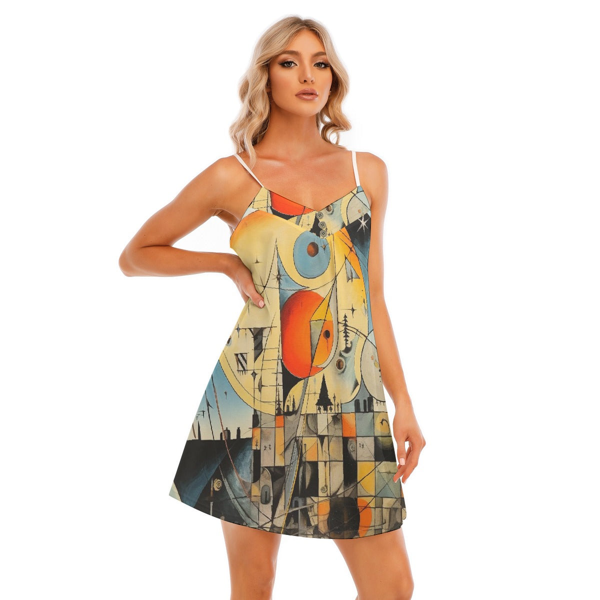 All-Over Print Women's V-neck Cami Dress