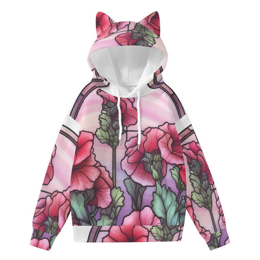 All-Over Print Women’s Hoodie With Decorative Ears