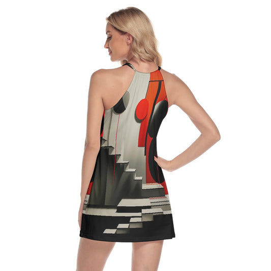 All-Over Print Women's Round Neck Above Knee Dress